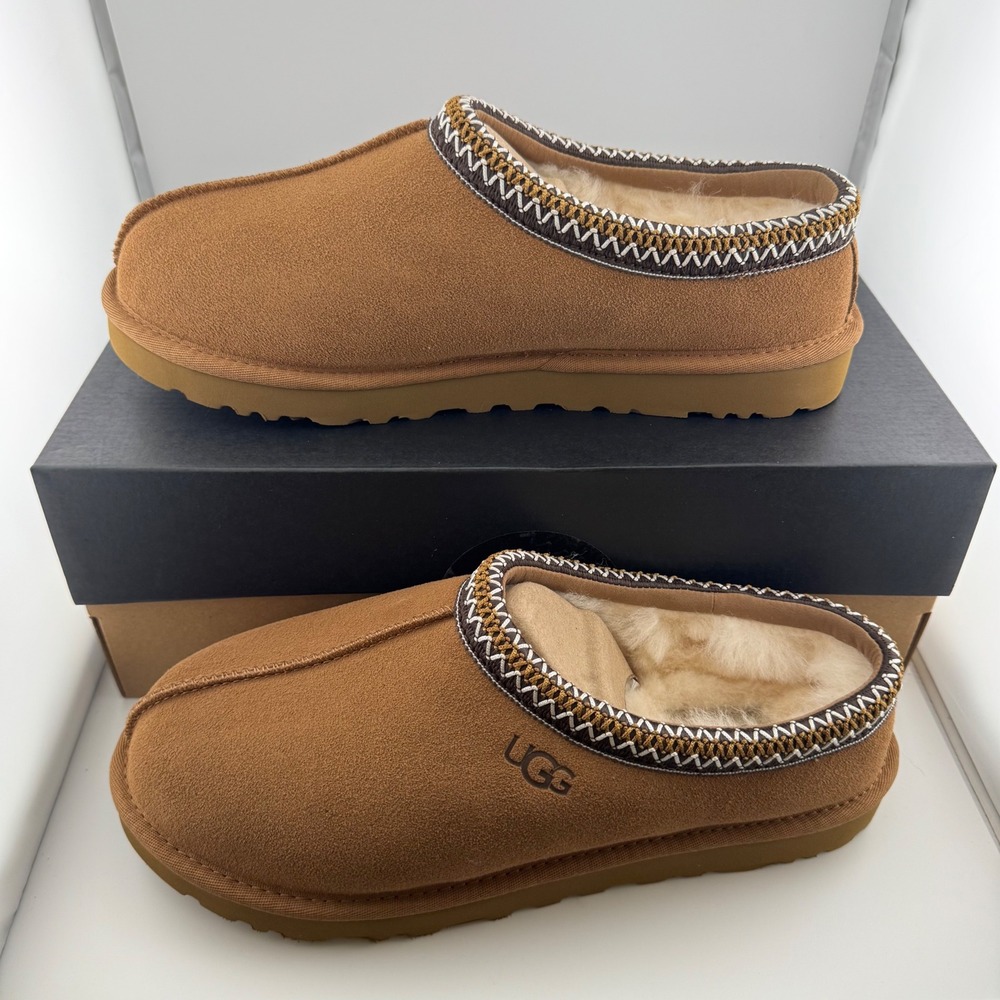 UGG Tasman II Slipper Mens 9 Chestnut Brown Suede Sheepskin 1174671 New Box